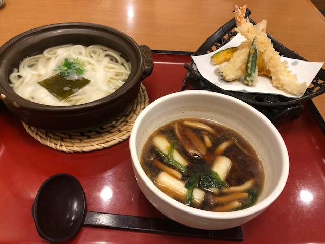 味の民芸・鴨汁つけうどん 天ぷらセット