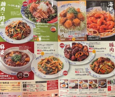 バーミヤン・メニュー(鶏肉・麻婆・海老・豚)