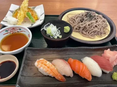 おふろの王様(高座渋谷)・お寿司と天ざる蕎麦セット