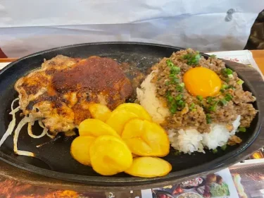 ブロンコビリー・炭火焼きチキンステーキランチ+ガーリックビーフライス