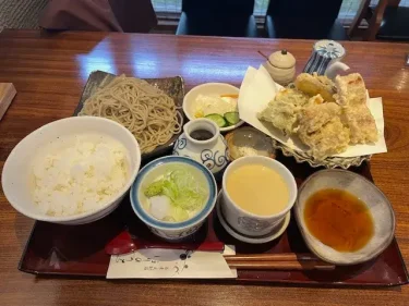 ほりのうち・日替わり膳(うなぎの白焼きと野菜の天ぷら)